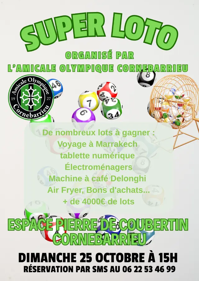 Flyer Super loto de l'Amicale Olympique Cornebarrieu