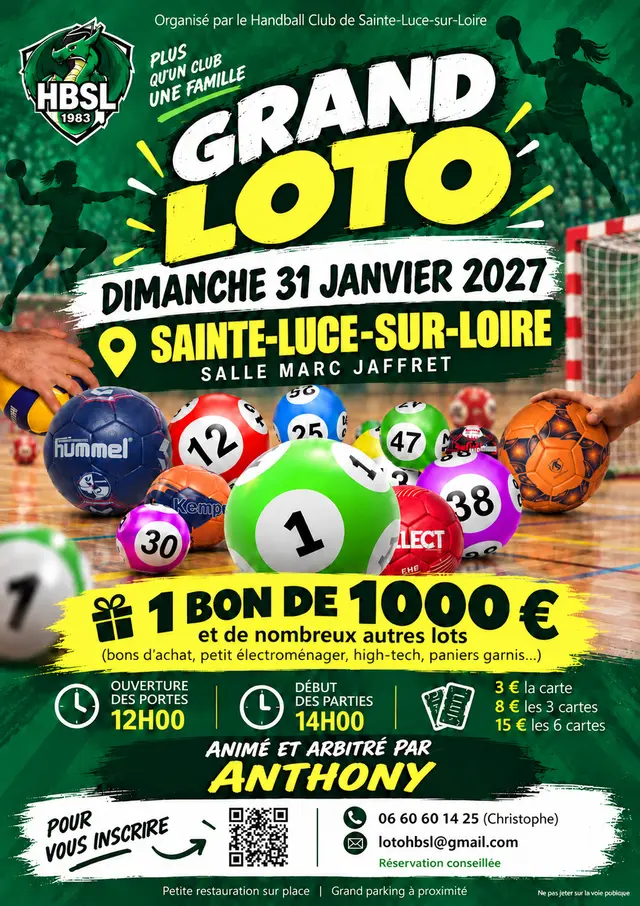 Flyer Grand loto du club de Handball de Sainte-Luce-sur-Loire